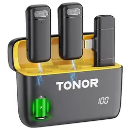 TONOR Wireless Lavalier Mikrofon mit Ladebox - Kabelloses Ansteckmikrofon für TikTok, YouTube und Vlogs