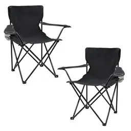 Spetebo Campingstuhl klappbar mit Getränkehalter, 2er Set, Schwarz