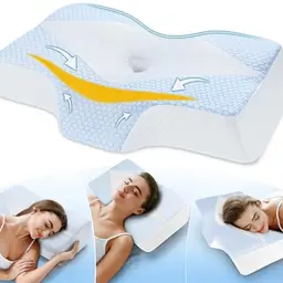 Hypuno Orthopädisches Memory Foam Kopfkissen gegen Nacken- & Schulterschmerzen – Ergonomisches Kissen für Seiten- & Rückenschläfer
