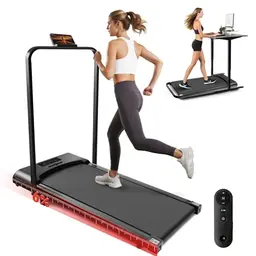 Worldgeil Walking Pad klappbares Laufband für Zuhause – MiniLaufband mit Handlauf, 1-6 km/h – Elektrisches Laufband für Büro
