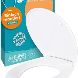 Calmwaters® WC-Sitz mit Absenkautomatik, oval, weiß, einfache Montage, bis 250 kg, antibakteriell, abnehmbar, 2 Befestigungsarten, Made in EU