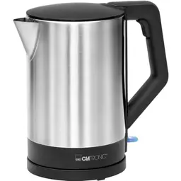 Clatronic Wasserkocher Edelstahl 1,5L BPA-frei mit Einhandbedienung und Kabelaufwicklung, schwarz