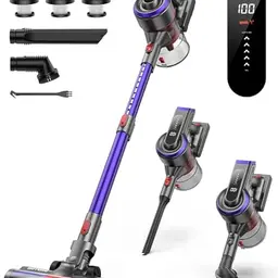 Buture Pro Akku Staubsauger JR400, Kabellos, 55 Min Laufzeit, mit Touch Display und LED Bürste für Hartböden und Teppiche