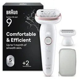 Braun Silk-épil 9 Epilierer Damen, wasserdicht, inkl. Rasier- und Trimmeraufsatz, für glatte Haut
