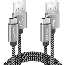 deleyCON USB-C Kabel SET (2x 2m) Nylon Ladekabel für Handy & Smartphone