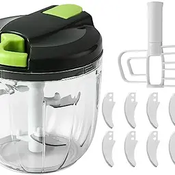 Manueller Zwiebelschneider 900ML mit 5 Edelstahlklingen und Mixer