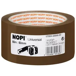 tesa NOPI Packband - vielseitiges, geräuscharmes Verpackungsband, 66 m x 50 mm, braun