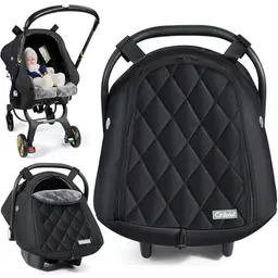 Orzbow Fußsack für Babyschale, Winter, universell, maschinenwaschbar, Schwarz