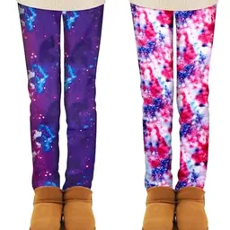 Ruisita 2er-Pack Fleece-Winter-Leggings für Mädchen, knöchellange Stretchhosen
