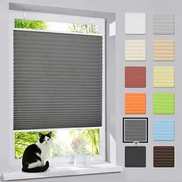 bobodeco Plissee ohne Bohren, Klemmfix, Sicht- und Sonnenschutz, 35x100cm, blickdicht, lichtdurchlässig, Easyfix für Fenster & Tür