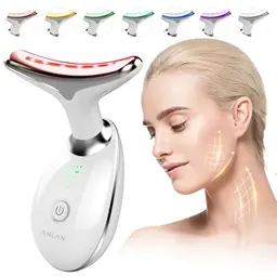 ANLAN Gesichtsmassagegerät mit 7 Lichtfarben, Wärmefunktion und 3 Massage-Modi – Für straffe, komfortable Haut