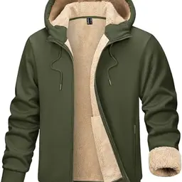 TACVASEN Herren Kapuzenpullover Hoodie Langarm Reißverschluss Jacke, Armeegrün, L