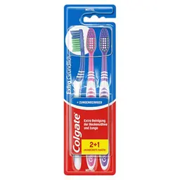 Colgate Zahnbürsten Extra Clean, 3 Stück – Handzahnbürste mit mittelharten Borsten für gründliche Reinigung