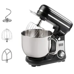 Bestron Küchenmaschine Super Silent, 4-in-1, 6 L Schüssel, inkl. Knethaken & Rührbesen, 6 Geschwindigkeiten + Pulse, Schwarz