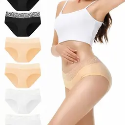 EKSHER Damen Unterwäsche 6er Pack Sportunterhosen Panty Schwarz Weiß Hautfarben