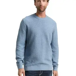 TOM TAILOR Herren Strickpullover Rundhalsausschnitt - Faded Denim Blue, Größe M