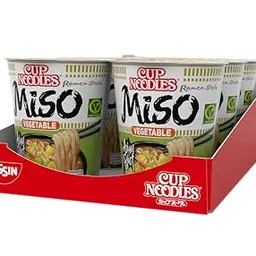 Nissin Cup Noodles Veggie Miso – 8er Pack, schnelle vegetarische Instant-Nudeln im Becher