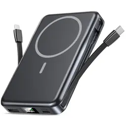 Magnetische Powerbank 10000mAh für MagSafe - Kabellose Schnellladung 20W, kompatibel mit iPhone 12-16 Pro Max - Schwarz