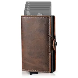 AISIR Mini Geldbeutel mit RFID für Herren und Damen - Slim Wallet mit Münzfach (braun)
