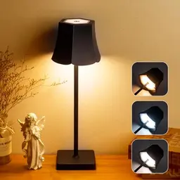SPVIND Kabellose LED Tischlampe, Dimmbare Nachttischlampe mit 3 Farben, Wasserdicht, Für Innen und Außen - Schwarz