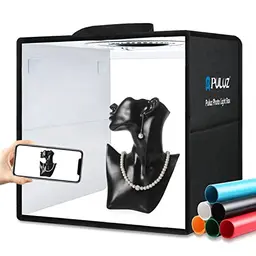 PULUZ Fotobox 30x30cm mit dimmbarem Licht und 8 Fotohintergründen für Produktfotografie