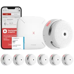 X-Sense Smart Rauchmelder XS01-M mit Basisstation, vernetzbar, WLAN, kompatibel mit X-Sense Home App, 6er Pack