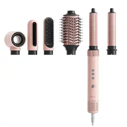 6-in-1 Warmluftbürste, Lockenstäbe & Föhnbürste für Haart styling - Rosa, ideal als Muttertagsgeschenk