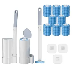 HPCooles Einweg Toilettenbürste 2er Set mit Halter und Nachfüllungen für Badezimmerreinigung