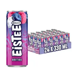 Rauch Eistee Berries | Himbeer-Heidelbeer Geschmack | Erfrischungsgetränk | 24x 330ml Dose