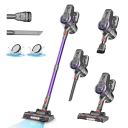 Kabelloser Akku Staubsauger, 25000Pa, 50Min Laufzeit, Ultraleicht, Anti-Tangle-Bürste, für Teppiche und Hartböden