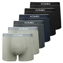 Aomig Herren Boxershorts, 6er Pack Gemischte Farben, Atmungsaktive Baumwoll-Unterwäsche, Gr. M