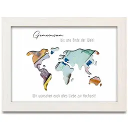 Weltkarte Geldgeschenk Hochzeit – Brautpaar, Reiseträume & Flitterwochen Geschenk