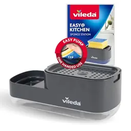 Vileda Pump Spülmittelspender mit Schwammhalter - Praktische 2-in-1-Lösung für die Küche