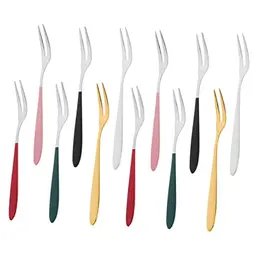 COLLBATH 12-teiliges Set Edelstahl Obst- und Kuchengabeln für Snacks und Desserts, ideal für Zuhause und Partys