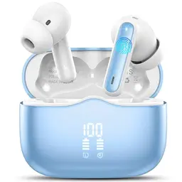 Bluetooth In Ear Kopfhörer, Kabellos mit 4 Mics, Tiefer Bass, LED-Anzeige, Wasserdicht IP7, Sport Ohrhörer in Blau