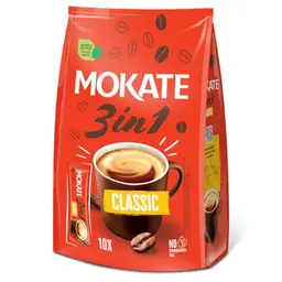 MOKATE 3in1 Instant Kaffee Classic - 10 Sachets - Cremiger Kaffeegenuss - Schnelle Zubereitung - 170g