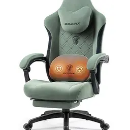 Dowinx Gaming Stuhl mit Massagefunktion und Fußstütze, Hochlehner PC Stuhl für Erwachsene, Grün