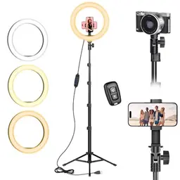 10 Zoll LED Ringlicht mit Stativ & Handyhalter – Dimmbare Ringleuchte für YouTube, Selfies, Live-Streams und Makeup