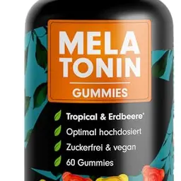 Melatonin Gummies 60x - 0,5 mg bioaktives Melatonin - Zuckerfrei & vegan - Früchte-Mix-Geschmack