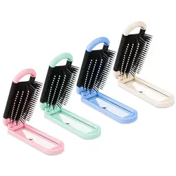 4er Set Mini Haarbürsten mit Spiegel – Kompakte und faltbare Reisebürsten für Damen und Herren