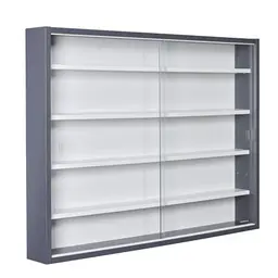 Inter Link Sammlervitrine Wandregal Glasvitrine Grau/Weiß 80x60 cm