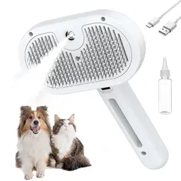 3-in-1 Katzenbürste mit Dampf und Gel-Spitzen für alle Felltypen - Multifunktionale Entfilzungsbürste