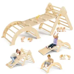 CUPCHID 7-in-1 Montessori Kletterdreieck für Kleinkinder, Indoor Spielzeug mit Rutsche