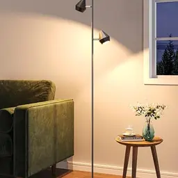 EDISHINE Stehlampe für Wohnzimmer, dimmbare LED Leselampe mit 2-flammigen schwenkbaren Köpfen