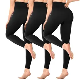 SINOPHANT 3er Pack Damen High Waist Leggings – Blickdicht für Gym und Yoga, Schwarz, L-XL
