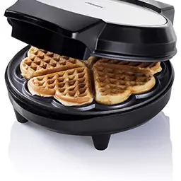 Bestron Waffeleisen für Herzwaffeln, 700 Watt, mit Backampel & Antihaftbeschichtung, Schwarz