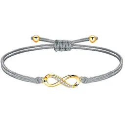 ZENI Unendlichkeitszeichen Armband Gold - Verstellbares Grau Stoffarmband für Mädchen und Damen, Geschenkidee zum Geburtstag