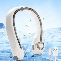 Livofloral Nackenventilator, 360° Tragbarer Ventilator mit 3 Geschwindigkeiten, USB-C Wiederaufladbar für Reisen und Sport (Weiß)