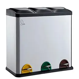 SVITA TC3X20 Edelstahl Treteimer 60L 3-fach Mülltrennsystem für die Küche
