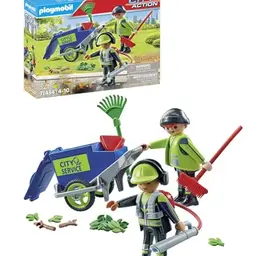 PLAYMOBIL City Action 71434 Stadtreinigungsteam mit Figuren und Mülltonne, Spielzeug für Kinder ab 4 Jahren